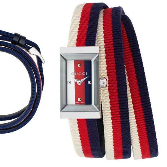 Gucci G-Frame Nylon Strap Wrap Strap Watch Green Swiss Made NWT AND BOX - Picture 5 of 16